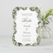 Faire-part de mariage verdoyant en espagnol (Debout devant)