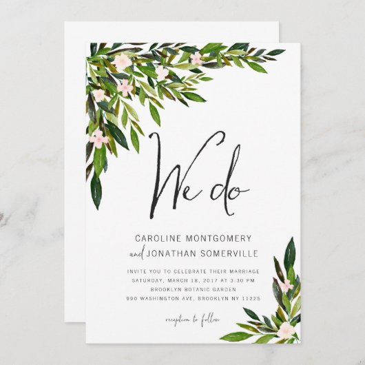 Faire-part de mariage verdoyant Ensemble Invitatio (Devant / Derrière)