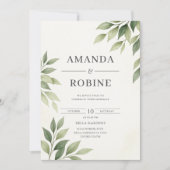 Faire-part de mariage verdoyant minimaliste (Devant)