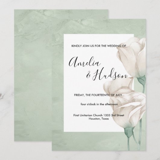 faire-part de mariage verdoyant tendance (Devant / Derrière)