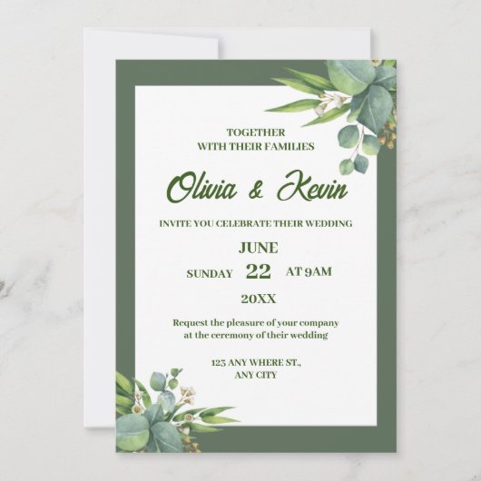 faire-part de mariage verdoyante (Devant)