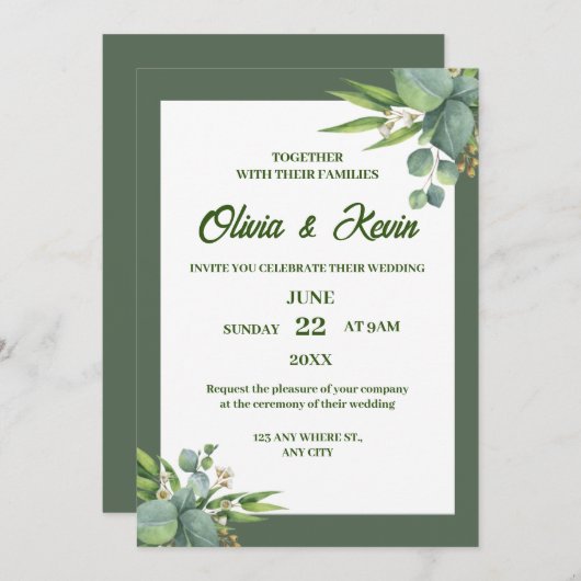 faire-part de mariage verdoyante (Devant / Derrière)