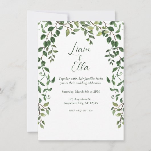 Faire-part de mariage verdoyante simple (Devant)