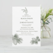 Faire-part de mariage verdure de branche de pin ru (Debout devant)