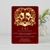 Faire-part de mariage, verres à vin, coeur (Debout devant)