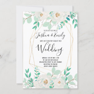 Faire-part de mariage vert à la menthe invitations