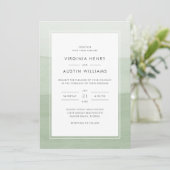 Faire-part de mariage vert à l'aquarelle moderne (Debout devant)