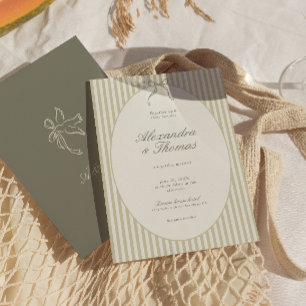 Faire-Part de Mariage Vert à Rayures Capriceux