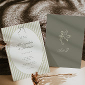 Faire-Part de Mariage Vert à Rayures Capriceux