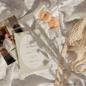 Faire-part de mariage vert à rayures capricieuses