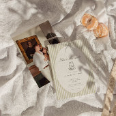 Faire-part de mariage vert à rayures capricieuses