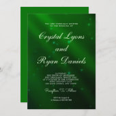 Faire-part de mariage vert Abstrait (Devant / Derrière)
