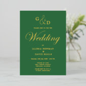 Faire-part de mariage vert avec véritable feuille (Debout devant)