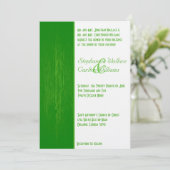 Faire-part de mariage vert/blanc sur le grain de b (Debout devant)