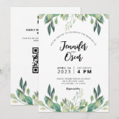 Faire-part de mariage vert bohème simple (Devant / Derrière)