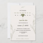 Faire-part de mariage vert botanique (Devant)