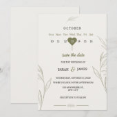Faire-part de mariage vert botanique (Devant / Derrière)