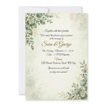 Faire-part de mariage vert botanique Eucalyptus