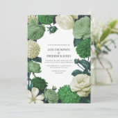 Faire-part de mariage vert botanique, ombre de fou (Debout devant)