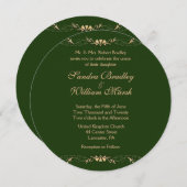 Faire-part de mariage Vert Chasseur et Or (Devant / Derrière)