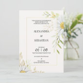 Faire-part de mariage vert Chrysanthemum (Debout devant)