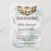 Faire-part de mariage vert citron en lin et margue (Devant / Derrière)