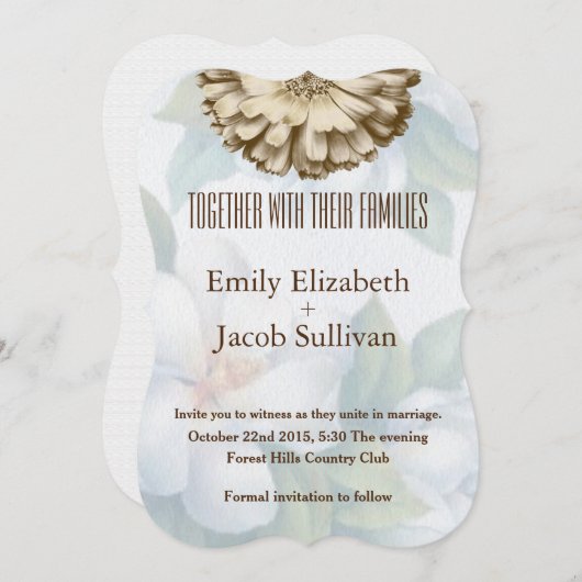 Faire-part de mariage vert citron en lin et margue (Devant / Derrière)