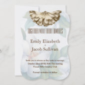 Faire-part de mariage vert citron en lin et margue (Devant)