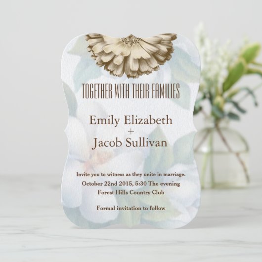 Faire-part de mariage vert citron en lin et margue (Debout devant)