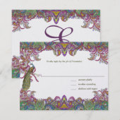 Faire-part de mariage Vert Citron et Framboise Dam (Devant / Derrière)