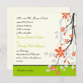 Faire-part de mariage vert citron orange (Devant / Derrière)