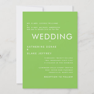 Faire-part de mariage vert citron ultra contempora