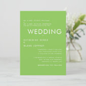 Faire-part de mariage vert citron ultra contempora (Debout devant)