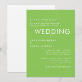Faire-part de mariage vert citron ultra contempora (Devant / Derrière)