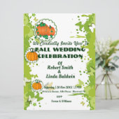 Faire-part de mariage vert Citrouille orange autom (Debout devant)