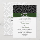 faire-part de mariage vert damassé diamante (Devant / Derrière)