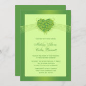 Faire-part de mariage vert de coeur de trèfles de (Devant / Derrière)