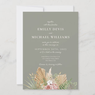 Faire-part de mariage vert de Fleur sauvage lunair