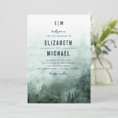 faire-part de mariage vert de forêt de Woodland (Debout devant)