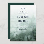 faire-part de mariage vert de forêt de Woodland (Devant / Derrière)