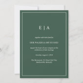 Faire-part de mariage vert de forêt monogramme min (Devant)