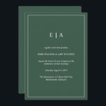 Faire-part de mariage vert de forêt monogramme min<br><div class="desc">Faire-part de mariage vert de forêt monogramme minimal</div>