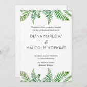 Faire-part de mariage vert de fougères (Devant / Derrière)