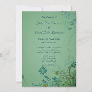 Faire-part de mariage vert de la mer Florale moder