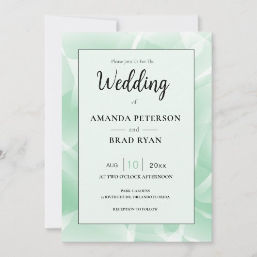 Faire-part de mariage vert de marbre Abstrait (Devant)