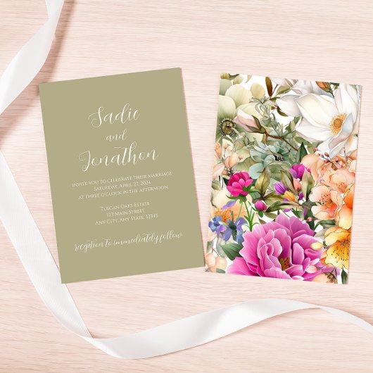 Faire-part de mariage vert de printemps