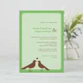 Faire-part de mariage vert des inséparables contem (Debout devant)