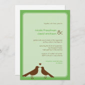 Faire-part de mariage vert des inséparables contem (Devant / Derrière)