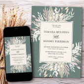 Faire-part de mariage vert du feuillage botanique