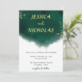 Faire-part de mariage vert émeraude (Debout devant)